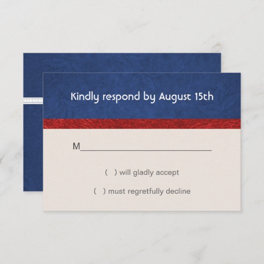 愛国心が強い軍の赤く白くおよび青の結婚RSVP 出欠カード (正面/裏面)