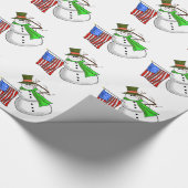 愛国心が強い雪だるまのクリスマスのギフト用包装紙 ラッピングペーパー (角)