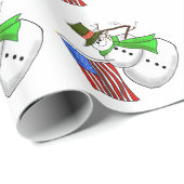 愛国心が強い雪だるまのクリスマスのギフト用包装紙 ラッピングペーパー (ロールコーナー)