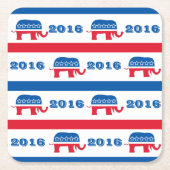 愛国心が強い2016人の共和党員象は縞で飾ります スクエアペーパーコースター (正面)