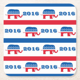 愛国心が強い2016人の共和党員象は縞で飾ります スクエアペーパーコースター