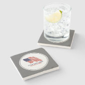 愛国心が強い7月4日アメリカ米国の旗のカスタム ストーンコースター (横)