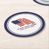 愛国心が強い7月4日アメリカ米国の旗のカスタム ラウンドペーパーコースター (アングル)