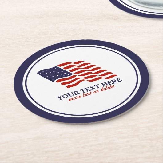 愛国心が強い7月4日アメリカ米国の旗のカスタム ラウンドペーパーコースター (アングル)