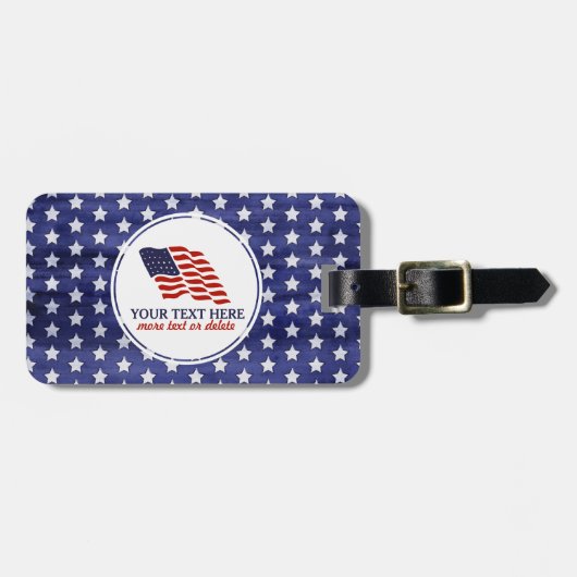 愛国心が強い7月4日アメリカ米国の旗のカスタム ラゲッジタグ (正面横)