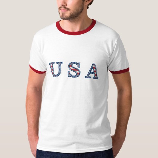 愛国心が強いKRWの星条旗米国 Tシャツ (正面)