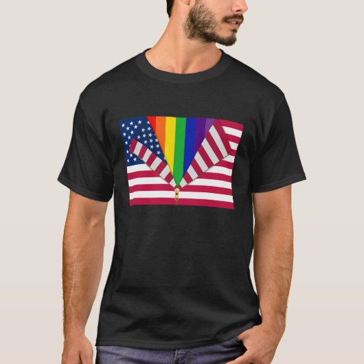 愛国心が強くおよびゲイフレンドリー Tシャツ (正面)