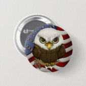 愛国心が強くかわいい白頭鷲および米国の旗 缶バッジ (正面&裏面)