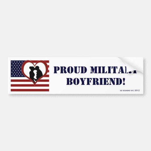 愛国心が強く誇り高い軍のボーイフレンドのバンパーステッカー バンパーステッカー (正面)