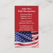 愛国心が強く赤く白くおよび青米国の米国旗 名刺 (裏面)