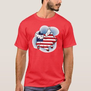 愛国心が強く飛んでいるブタ- 7月4日- 7月の第4 Tシャツ