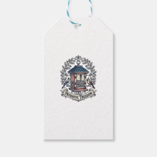 愛国心が溢れる裏庭のバードフィーダーベクトルグラフィックTシャツ_ ギフトタグ