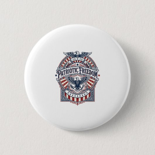愛国心と信仰心で恐怖を乗り越えろ USAベクターグラフィックTシャツ 缶バッジ (正面)