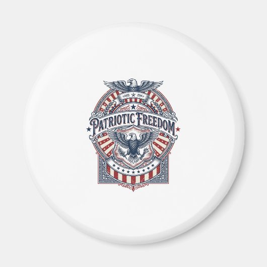 愛国心と信仰心 アメリカ国旗 ベクターグラフィックTシャツ マグネット (正面)
