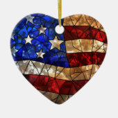 愛国心に富んだアメリカ国旗が染まった セラミックオーナメント (正面)