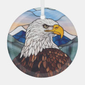 愛国心に富んだハゲのワシが染まった ガラスオーナメント (正面)