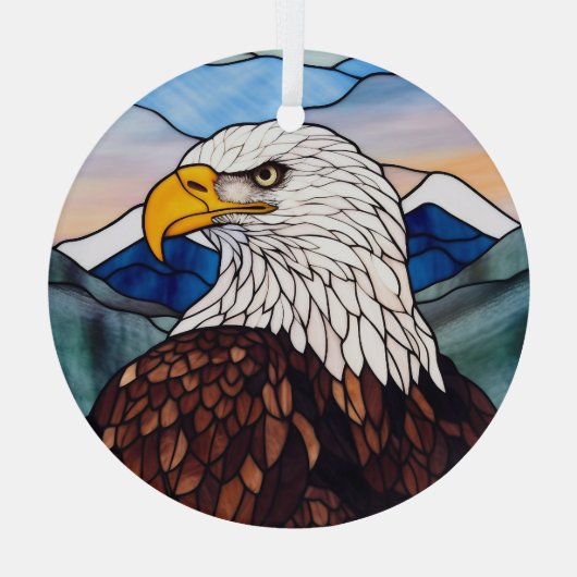 愛国心に富んだハゲのワシが染まった ガラスオーナメント (裏面)