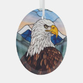 愛国心に富んだハゲのワシが染まった ガラスオーナメント (正面右)