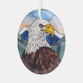 愛国心に富んだハゲのワシが染まった ガラスオーナメント (正面左)
