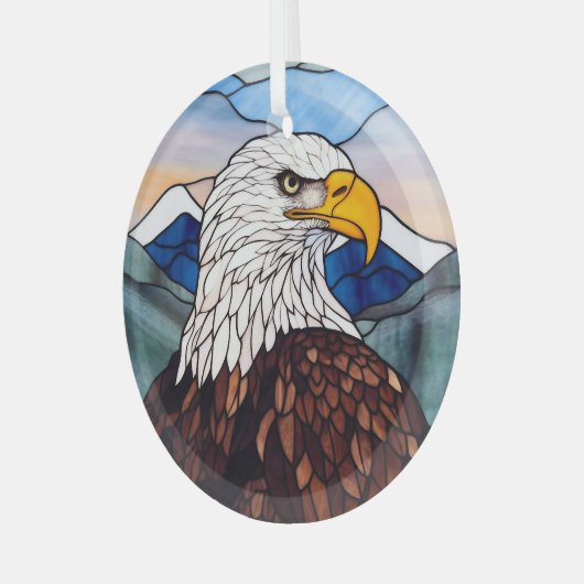 愛国心に富んだハゲのワシが染まった ガラスオーナメント (正面左)