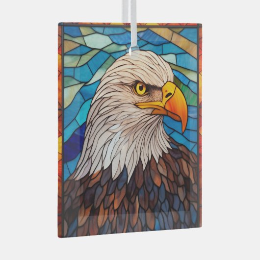 愛国心に富んだハゲのワシが染まった ガラスオーナメント (正面右)