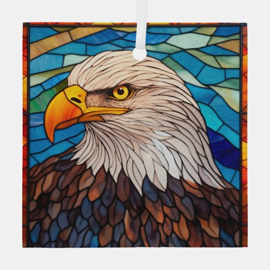 愛国心に富んだハゲのワシが染まった ガラスオーナメント (裏面)