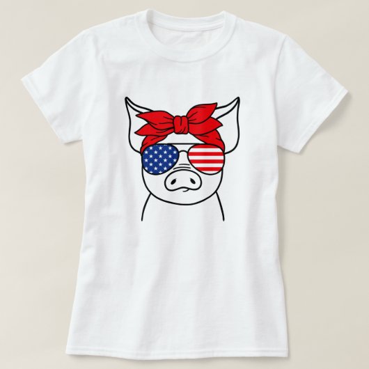 愛国心に富んだ豚Tシャツ Tシャツ (デザイン正面)