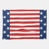 愛国心に満ちたアメリカ国旗の星とストライプ キッチンタオル (横)