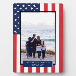愛国心に満ちたアメリカ国旗の星とストライプ フォトプラーク