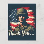 愛国心に満ちた兵士がアメリカ国旗を持つポストカード シーズンポストカード (正面)