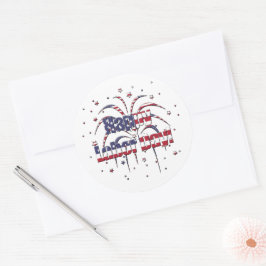 愛国心に満ちた赤と青の幸せな労働日 ラウンドシール