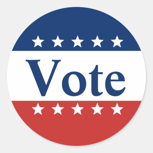 愛国心に満ちた赤と青の投票 ラウンドシール (正面)