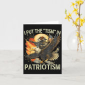 愛国心に“tism”を添えたレトロなイーグルとラクーン カード (黄色い花)