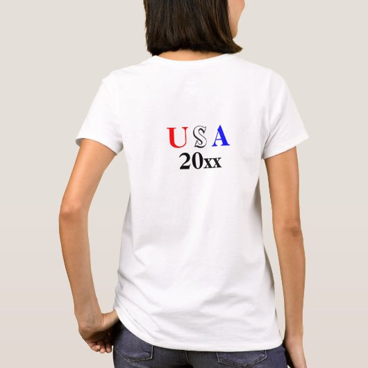 愛国心のあるアメリカが赤白青を Tシャツ (裏面)