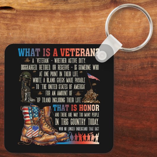 愛国心のあるアメリカ人を敬う退役軍人とは キーホルダー (裏面)