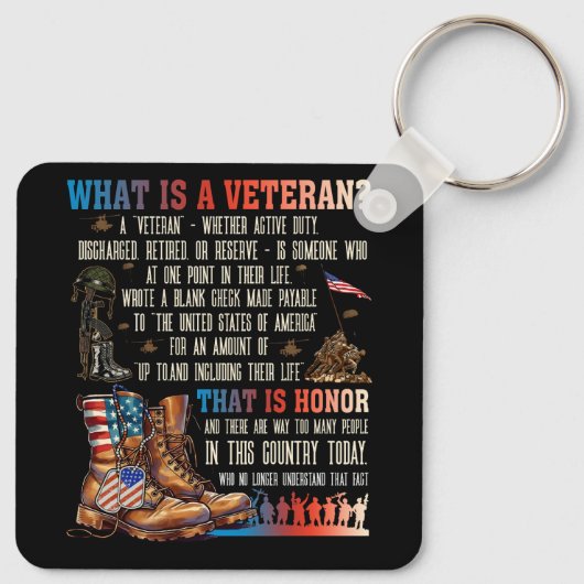 愛国心のあるアメリカ人を敬う退役軍人とは キーホルダー (裏面)
