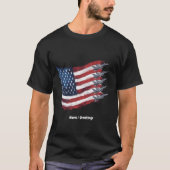 愛国心のあるアメリカ国旗の戦闘機7月4日 Tシャツ (正面)