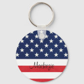 愛国心のあるアメリカ国旗の星とストライプモノグラム キーホルダー (裏面)