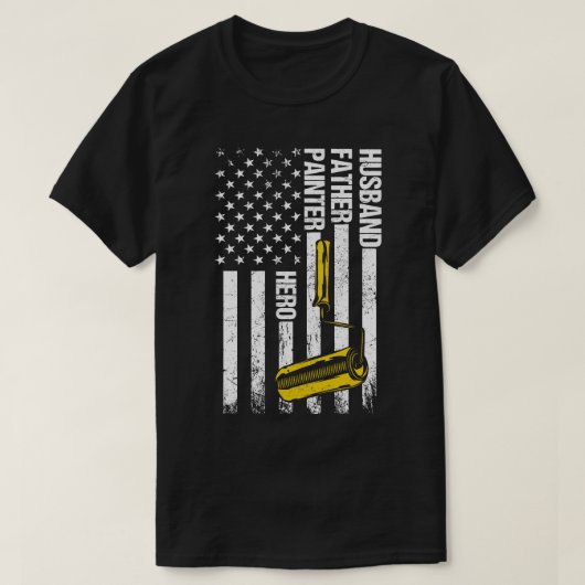 愛国心のあるアメリカ父画家ヒーロー米国国旗 Tシャツ (デザイン正面)