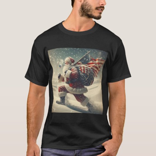 愛国心のあるサンタベーシックTシャツ Tシャツ (正面)