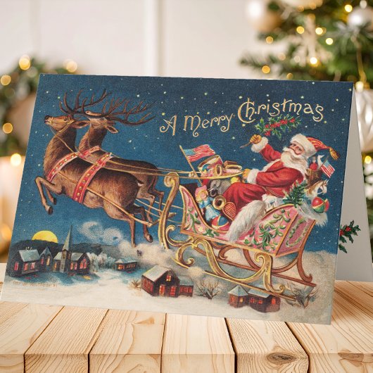 愛国心のあるサンタメリークリスマスカード シーズンカード