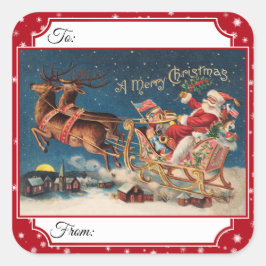 愛国心のあるサンタ・メリークリスマスギフトシール スクエアシール