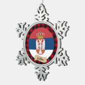 愛国心のあるセルビア、赤い水牛の草原、セルビア国旗 スノーフレークピューターオーナメント (右)