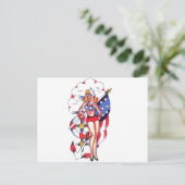 愛国心のあるセーラーガールのタトゥーアート ポストカード (スタンド正面)