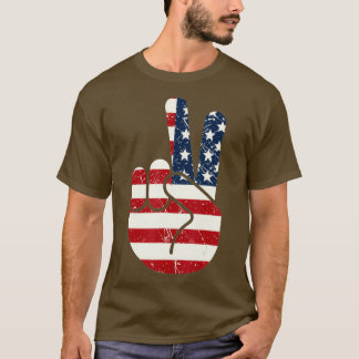 愛国心のある平和のサインのプレミアムフラッグ大人と Tシャツ