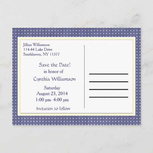 愛国心のある赤ちゃんシャワーポストカードの保存 案内ポストカード (裏面)