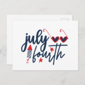 愛国心のある7月の第4ワードアート シーズンポストカード (正面/裏面)