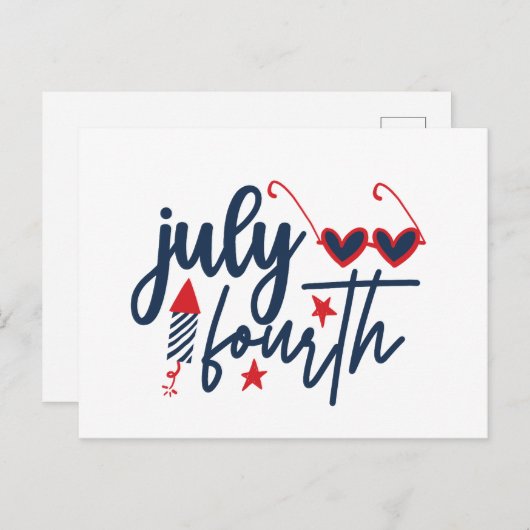 愛国心のある7月の第4ワードアート シーズンポストカード (正面/裏面)