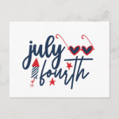 愛国心のある7月の第4ワードアート シーズンポストカード (正面)