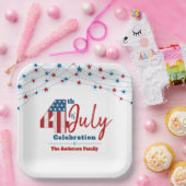 愛国心のある7月4日赤白青アメリカ国旗の星 ペーパープレート (パーティー)